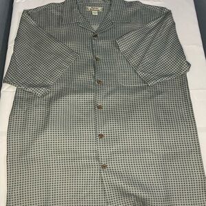 Tommy Bahama Green Checkered 100% Silk Short Shirt